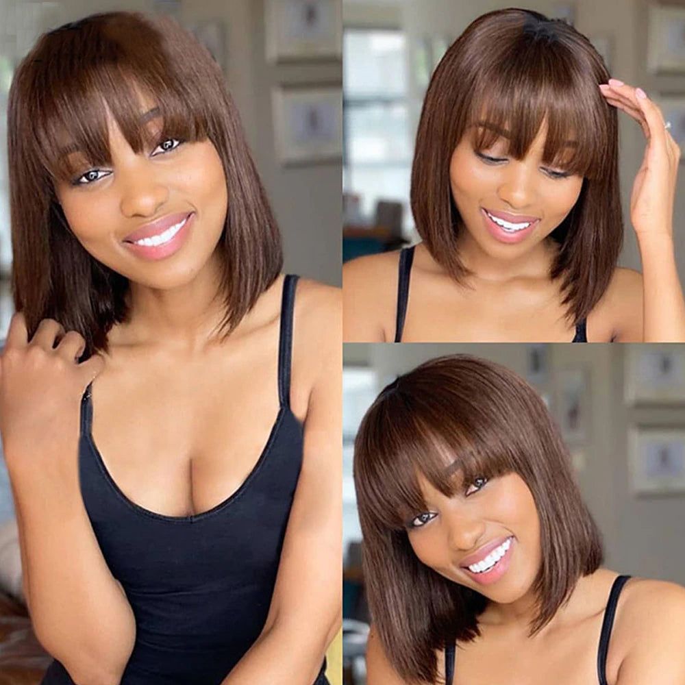 Brazilian Hair Straight Bob Wig With Bang